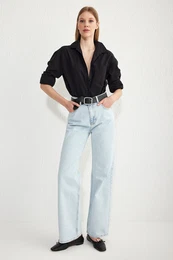 Light Blue High Waist Wide Leg Jeans