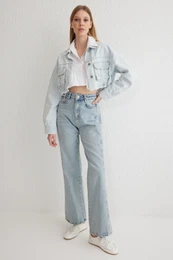 Light Blue High Waist Wide Leg Jeans