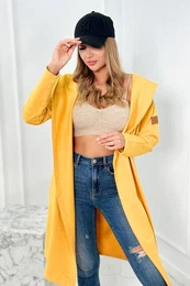 Long cardigan with hood mustard