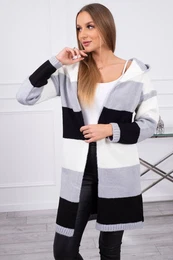 Tbarevn pruhovan svetr ecru+grey+black