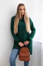 Insulated sweatshirt with longer back dark green