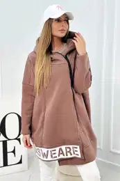 Insulated sweatshirt with a zipper mocca