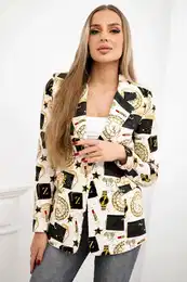 Printed cotton jacket with a button black