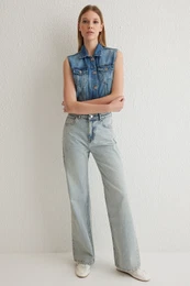 Light Blue High Waist Wide Leg Jeans