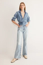 Light Blue High Waist Wide Leg Jeans