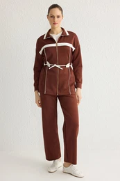 Brown Knitted Scuba/Diving Bottom-Top Set