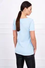 A blouse with a bow, azure