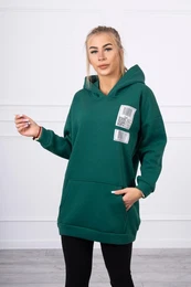 Hooded sweatshirt with patches green