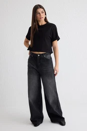 Black High Waist Extra Wide Leg Palazzo Jeans