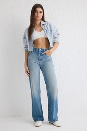 Blue More Sustainable High Waist Wide Leg Jeans