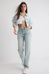 Light Blue High Waist Straight Jeans