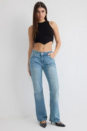 Blue Low Waist Flare Jeans