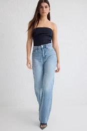 Light Blue High Waist Wide Leg Jeans