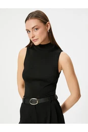 Sleeveless Turtleneck Basic Knitwear Top