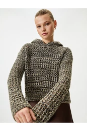 X ahika Ercmen - Hooded Openwork Knitted Sweater