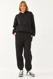 Women's Kangaroo Pocket Hooded Bottom-Top Set MBHS014