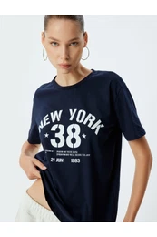 College T-Shirt Oversize Printed Crew Neck Short Sleeve