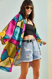 Women's Multi Patterned Kimono