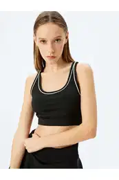 U Neck Piping Covered Sports Bra Interlock