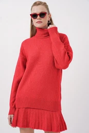 15891 Sweater Skirt Knitwear Double Set - A.Red