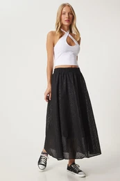 Happiness stanbul Women's Black Scallop Princess Skirt