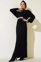 15900 Hijab Knitwear Dress - Black
