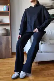 Women's Hooded Long Bottom Top Set 0184