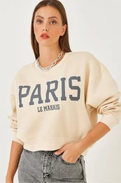 Women's Paris Printed Three Thread Raised Sweatshirt