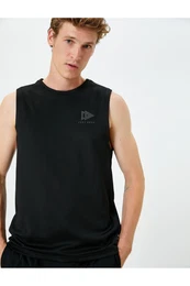 Back Printed Crew Neck Sleeveless Sports Vest
