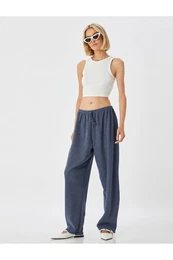 Comfortable Fit Textured Waist Tied Trousers