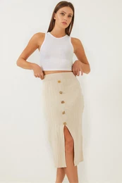 Women's Button Detailed Knit Skirt