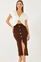 Women's Button Detailed Knit Skirt