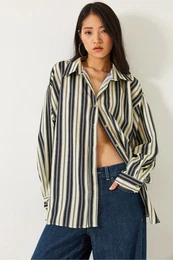 Women Striped Oversize Shirt 1007