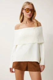 Happiness stanbul Women's Ecru Madonna Collar Knitwear Sweater