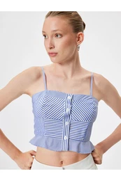 X Melis Aazat - Crop Strap Bustier Buttoned Cotton