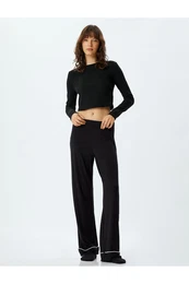 Pajama Bottoms Plain Wide Leg Standard Waist