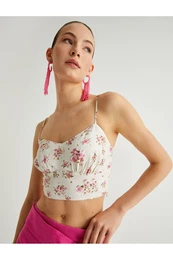 X Melis Aazat - Crop Floral Drawstring Tank