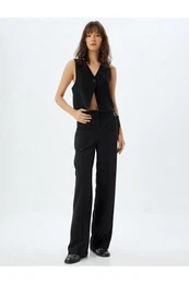Fabric Trousers High Waist Fillet Pocket
