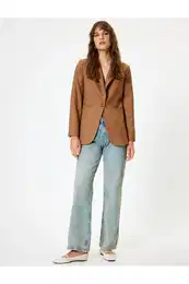 Straight Leg Jeans With Buttons - Straight Jeans