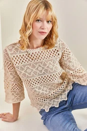 Women's Openwork Lace Patterned Blouse