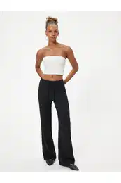 High Waist Wide Leg Lace-Up Waist Trousers