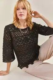 Women's Openwork Lace Patterned Blouse