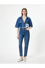 High Waist Jeans Straight Leg Slim Fit Cotton - Slim Fit Jeans