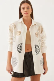 Women's Embroidered Sequined Cashmere Shirt
