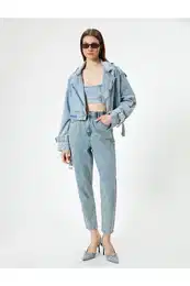 High Waist Jeans Short Leg Elastic - Mom Jean