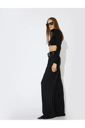 X Zeynep Bastk - Pleated Detailed High Waist Palazzo Trousers with Pockets