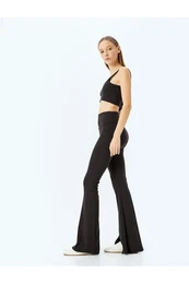 High Waist Slit Detailed Slim Fit Spanish Leg Sports Leggings