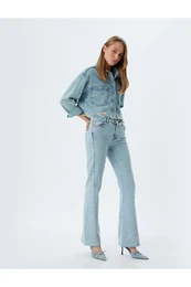 Normal Waist Slim Fit Flared Buttoned Jeans - Flare Jeans
