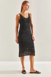 Women's Silvery Strap Knitwear Dress