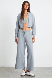 NELLY Women's 3 Yarn 100% Organic Cotton Gray Sweatpants